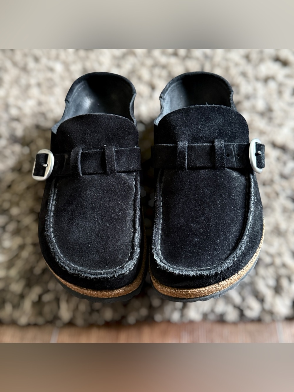 BIRKENSTOCK Black Suede Slip-On Mule with Cork-Style Midsole Size 7 Women - Picture 2 of 12